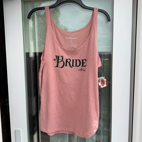Ariat Tops - BNWT Ariat Women's Dusty Pink “The Bride’s last Ride” Bridal Tank Top